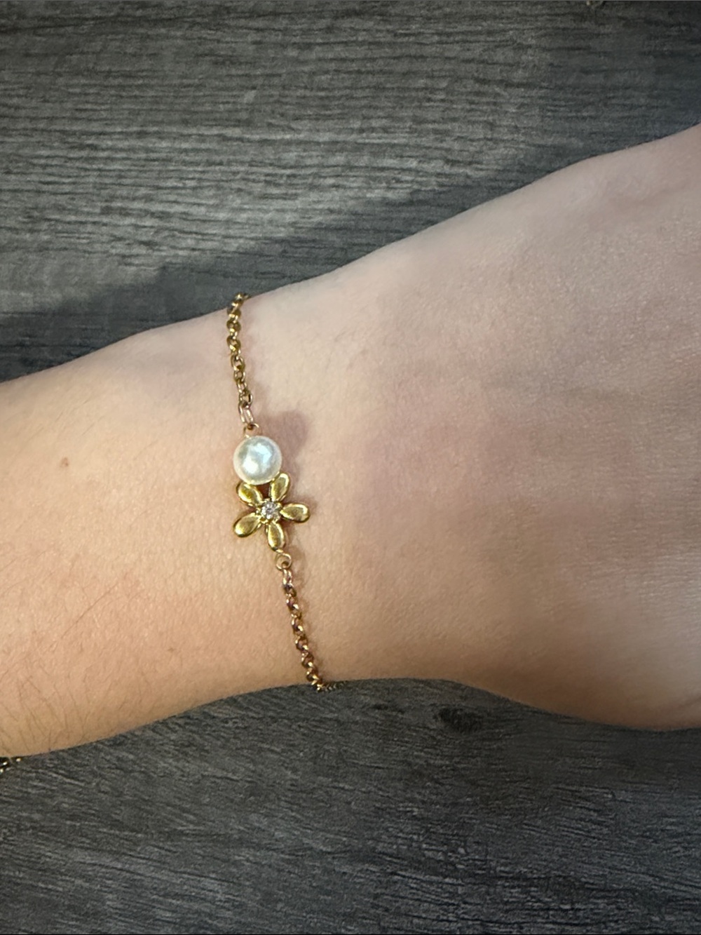 Flower & Pearl Chain Bracelet